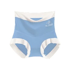 高腰純棉加絨加厚暖宮蠶絲 抗菌內褲, 灰藍