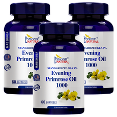 ESMOND NATURAL 愛司盟 月見草油1000軟膠囊, 標準化GLA 9%, 每顆含有1000毫克月見草油, 60顆/瓶, 1.5g, 3罐