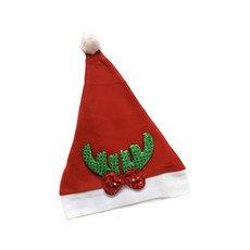 摩達客 耶誕派對小綠亮片鹿角蝴蝶結聖誕帽, 紅色 + 綠色 + 白色, 1個