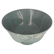 Minorutouki 花鳥風月KAFU7井 湯碗, 寬18cm 容量950ml 日本製陶瓷碗, 藍色, 1個