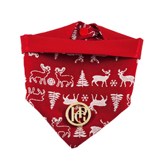 HAPPY GO PUPPY 寵物領巾-閃亮聖誕節, 後方用扣子固定, 輕鬆繫上, 毛孩不排斥, XS, 1條