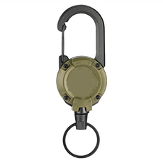 伸縮扣環 3個, 戶外掛扣, 鑰匙扣, ABS材質, 鋼絲繩, 尺寸12.3x4cm, 軍綠色, 1包