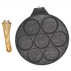 七合一動物煎餅鍋 鋁合金材質 櫸木手柄, 27cm, 1個