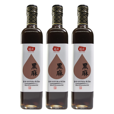 龍宏 黑麻油 100%芝麻油 重焙初榨黑麻油 無添加, 500ml, 3瓶