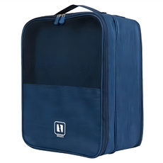 EZlife 可插桿旅行收納多雙加大款 行李箱固定多層鞋子收納袋, 藏青色