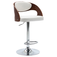 E-home Izra伊澤拉曲木PU可調式吧檯椅 W47.5*D48*H86-107cm 360°旋轉 防潑水PU皮椅面, 白色, 1個