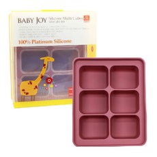 BABY JOY 鉑金矽膠副食品製冰盒 6格, 藕紫色, 300ml, 1個