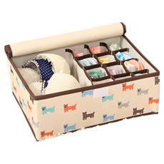 iSFun 居家收納牛津附蓋衣物13格收納盒, 米色小狗, 1個