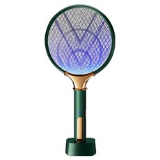 OMG 手持/立式2合1 3層超大網面電擊式捕蚊拍, 綠色