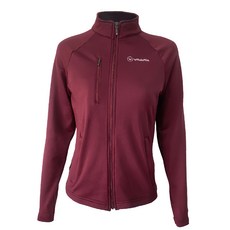 WOAWOA 女款3D網格刷毛立領保暖透氣外套 全開拉鍊式, M, 棗紅色, 1件