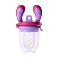 kidsme 咬咬樂輔食器 M, 食物餵哺器&固齒器, 可愛兔耳握柄, 美國FDA安全認可矽膠材質, 紫紅色, 1個