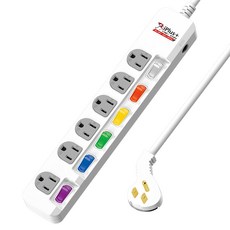 iPlus 保護傘 6孔延長線 6開關6插3孔, 4.5m, 白色, 1條