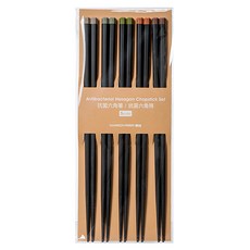 SHIMOYAMA 莫蘭迪色系防滑六角抗菌筷, 5雙