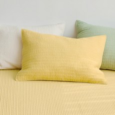 Prielle 棉花糖顏料染純棉枕套 奶油黃 50 x 70 cm 1入