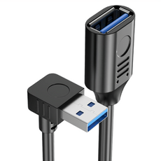 Bravo-U USB3.0 高速穩定數據連接延長線 公對母 上彎頭款 5m 黑色, 1條
