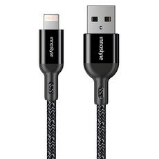 Innostyle PowerFlex系列 USB-A TO Lightning 充電傳輸快充線 凱夫拉, 黑色, 150cm, 1條