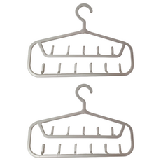 FaSoLa 多功能收納掛鉤 摺疊衣架 白色, 白灰色, 2個