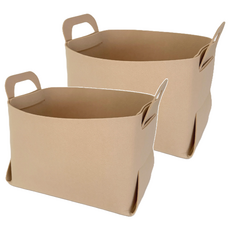 HOOM 禾慕生活 毛氈收納籃 香草奶茶-L, 大(35 x 25 x 23cm), 2個