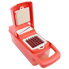 Living Sunday 7種功能切菜濾蛋器, 含刀片x6+濾蛋清+切菜器主體+籃子+護手器+刷子+削皮刀, 紅色, 1組