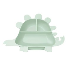 BESOViDA 恐龍全矽膠學習餐盤, 劍龍 薄荷綠, 食品級抗菌矽膠, 可耐冷熱 -30~200°C, 28.7 x 20 x 3.8cm, 1個