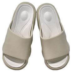 超厚造型踩屎感拚色EVA軟底防滑耐磨拖鞋, 39~40, 杏色