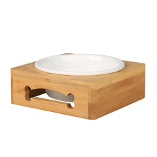 Catfeet 圓角碗(小陶瓷碗) 天然竹製碗架 易清潔白陶瓷 碗架墊高器皿保護頸椎, 方形圓邊, 1個