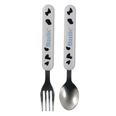 貝喜力克 叉匙組 寶寶學習自主進食好幫手 安全材質 可愛造型, 1組, 乳牛