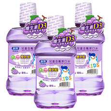 Shallop 刷樂 兒童含氟漱口水 葡萄口味, 500ml, 3瓶