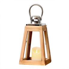 好物良品 燭台花藝原木玻璃裝飾造景 附LED蠟燭 小款 15 x 15 x 35cm