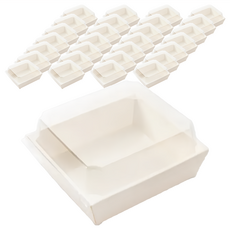 透明方型輕食盒, 白色2號, 50組*10條, 13.5x12.5x3.5公分/14x14.5x3.5公分, 50個