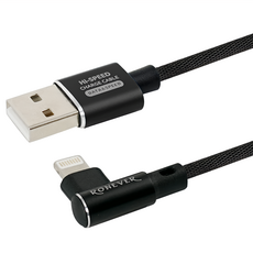 RONEVER L型鋁合金編織充電線, 1.2m, 黑色, 1條