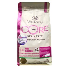 WELLNESS CORE 寵物健康 無穀成貓乾糧 2.27kg 高蛋白營養, 新鮮鴨肉, 1袋