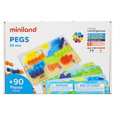 Miniland 2cm小拼豆幼童學習組 90顆 - 附透明板/圖卡, 1組, Multicolor