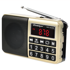 Dennys 丹尼斯 大字鍵收音機喇叭 USB SD MP3 FM, MS-K238, 金色