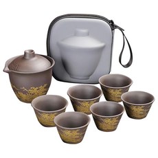 捨得 茶具旅行組 Set, 1組, 紫砂壺 + 杯子6個, 棕色