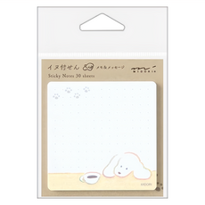 日本 MIDORI 療癒便利貼, 咖啡與狗 白色, 30張, 1本