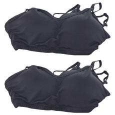 冰絲細肩帶背釦可調小可愛 2件套, 自帶胸墊不可拆, 棉+聚酯纖維, 33 x 29cm, 黑