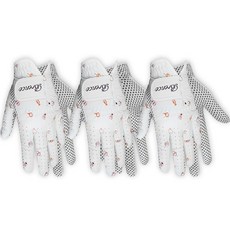 Brence 女用寶石B矽膠底雙手高爾夫球手套 3件組, 3套, 白色