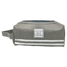 日系帆布 雙層大容量鉛筆盒 手提設計, 深灰, 1組