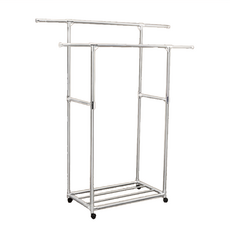 雙手萬能 全金屬不鏽鋼雙桿衣架 附滾輪, 168 x 85 x 150cm
