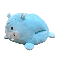 MIRA HOME 萌萌動物暖手功能枕-河馬藍, 35 x 33 x 12cm