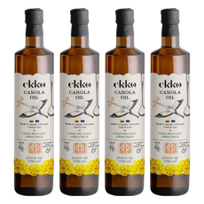 ekko 有機冷壓初榨芥花油 冷壓未經化學精煉 適合烹飪/煎炸/沙拉調味, 750ml, 4瓶
