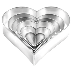 tescoma 大小餅乾切模6件, 鏡面不鏽鋼, 烘焙用具, 愛心, 1組