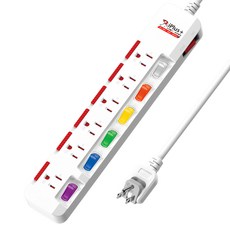 iPlus 保護傘 保護傘系列 7切6座延長線 3孔 PU-3763S, 1.8m, 白色, 1條