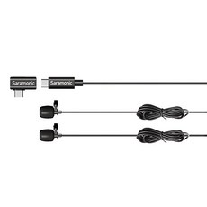 Saramonic 楓笛 全向型雙領夾麥克風 LavMicro U3C 適用於Android設備 90度轉接頭設計, 黑色