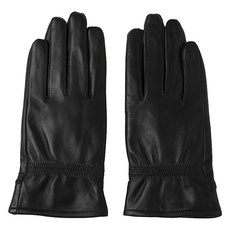 真皮羊皮絨毛內襯保暖騎車手套 防風防水防滑 黑色 掌圍17cm-18cm, L