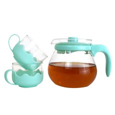 Delicious 咪兔 玻璃泡茶組 Set 700ml 米白/綠色, 150ml, 1組, 壺x1、杯x2