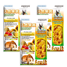 Pet Village 魔法村 小動物南洋綜合水果乾, 新鮮特製, 夾鍊袋包裝, 兔子/天竺鼠/倉鼠/蜜袋鼯適用, 120g, 3包