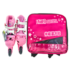 SUCCESS 成功兒童伸縮直排輪, 發光輪, CNS國家標準認證, 粉色, XL號(23~25cm), 1雙