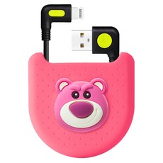 Bone 蹦克 L型轉角線 Lightning/USB-A, 熊抱哥 粉色, 1個, 250mm